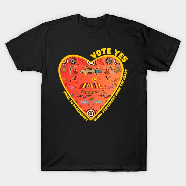 Vote Yes - Uluru Statement - From the Heart T-Shirt by Daz Art & Designs